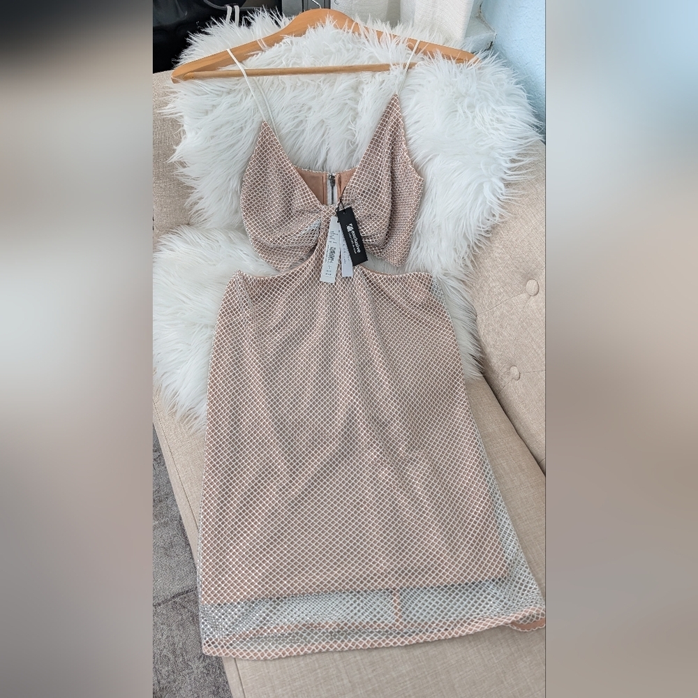 NWT Alice + Olivia Havana Crystal-Embellished Mesh Mini Dress Size 6